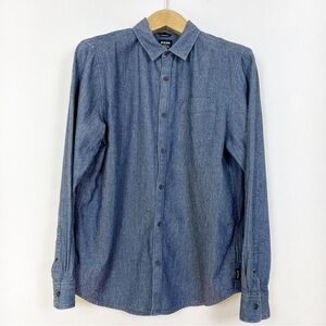 Prana Men’s Indigo Organic Cotton‎ Button Down Shirt Size Medium Standard Fit